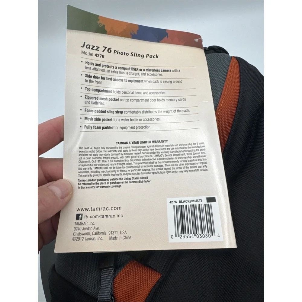 Tamrac 4276 Jazz 76 Photo Sling Pack Black/Multi Easy Access DSLR Camera Storage